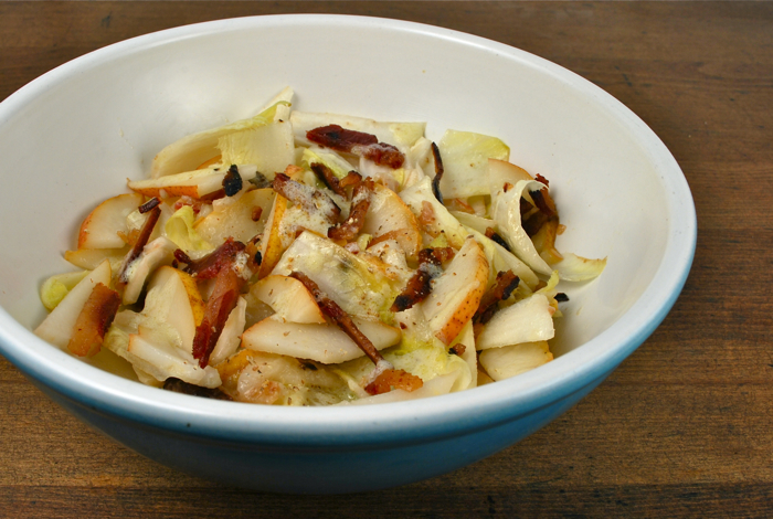 Endive, pear and bacon salad