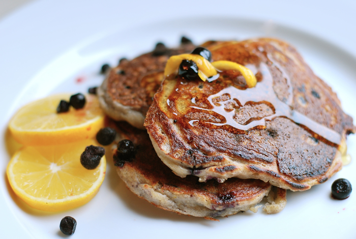 Meyer lemon blueberry pancakes