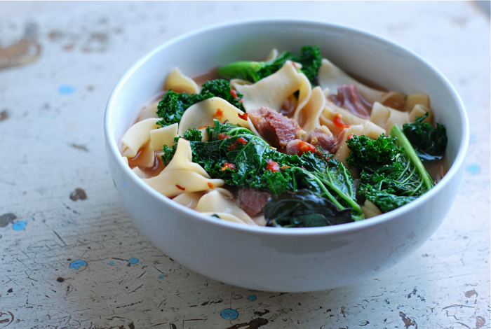 potlikker greens with noodles