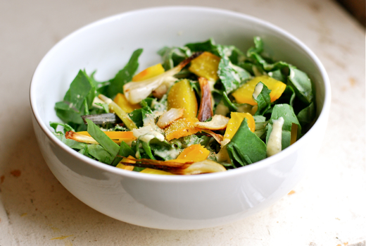 Kale Salad with Golden Beets, Green Garlic, and a Lime Vinaigrette