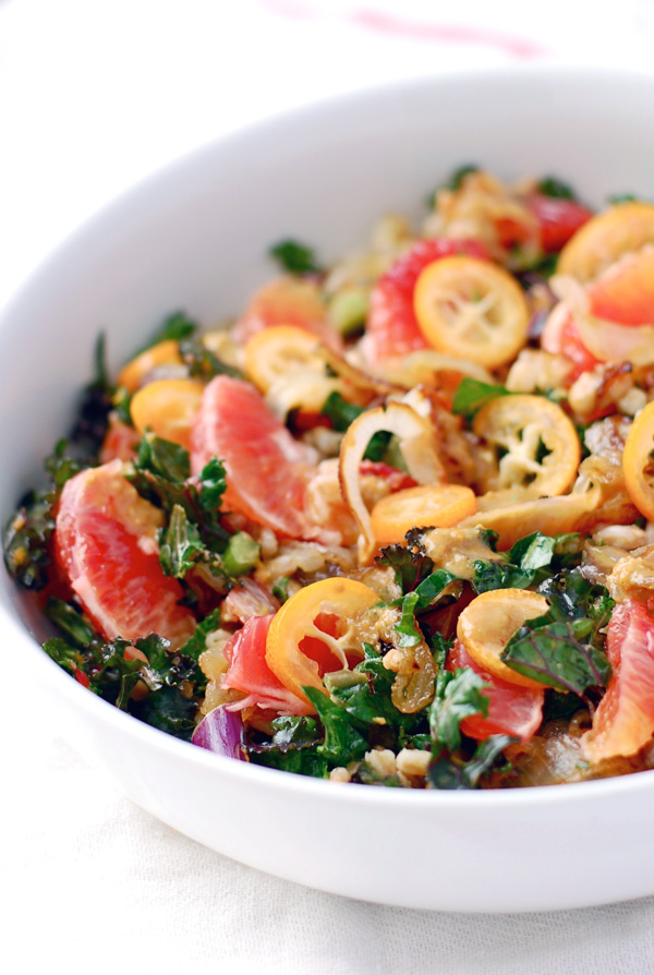 farro salad with blood orange, kumquat & kale // brooklyn supper