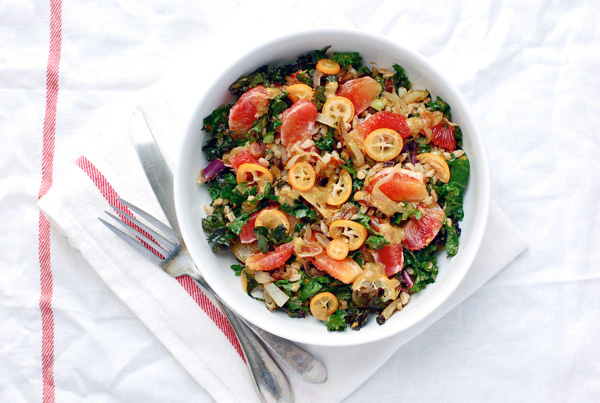 farro salad with blood orange, kumquat & kale // brooklyn supper