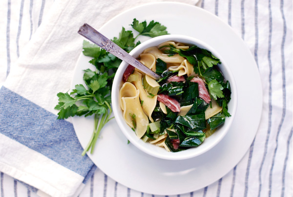ham hock and collard soup with egg noodles // brooklyn supper