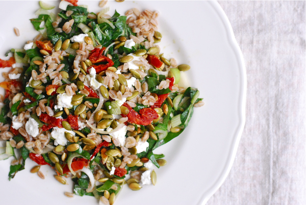 farro with beet greens and sun-dried tomatoes // brooklyn supper