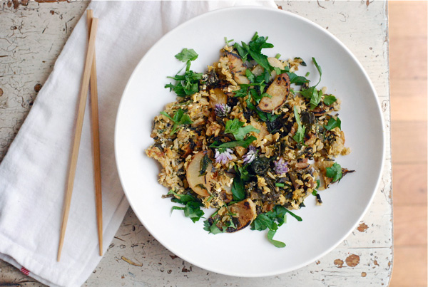 fried rice with turnips and chive blossoms // brooklyn supper