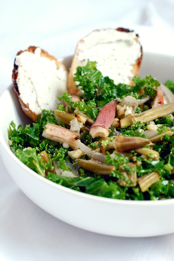 kale salad with quick-pickled okra // brooklyn supper