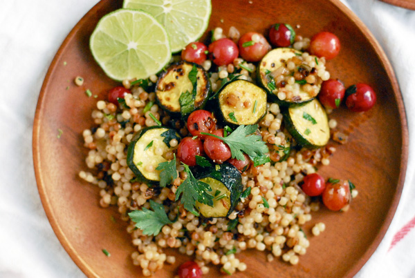 toasted israeli couscous with zucchini and grapes // brooklyn supper