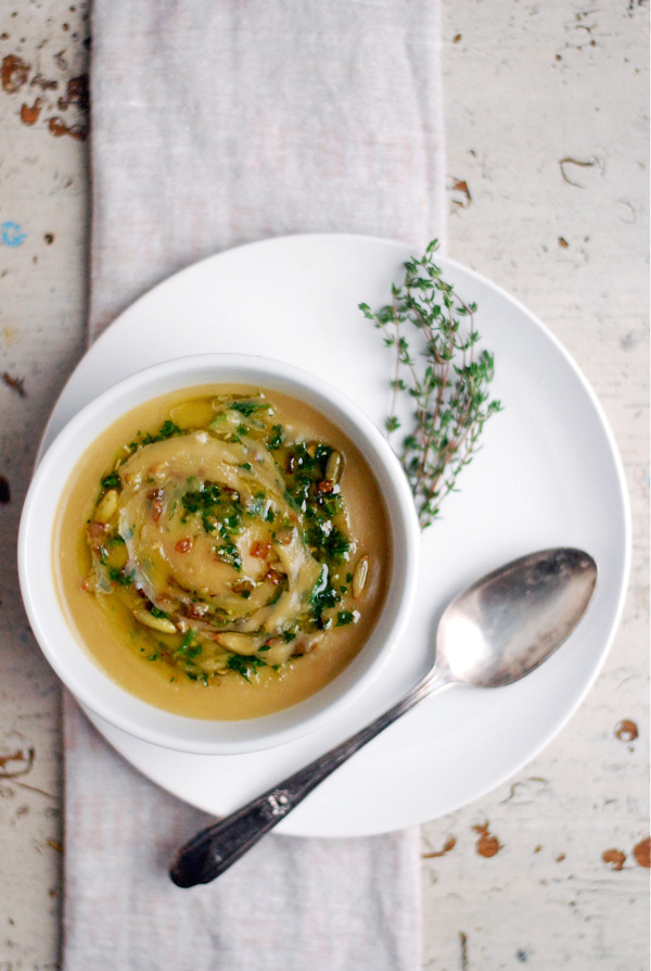 potage parmentier with toasted pepitas and herbs // brooklyn supper