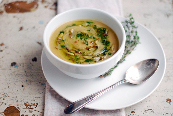 potage parmentier with toasted pepitas and herbs // brooklyn supper