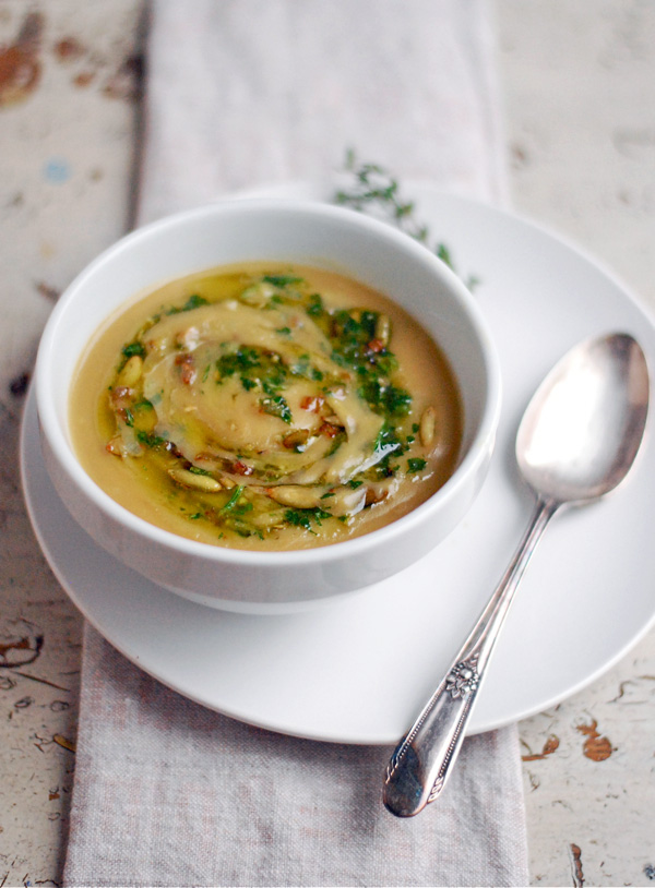 potage parmentier with toasted pepitas and herbs // brooklyn supper