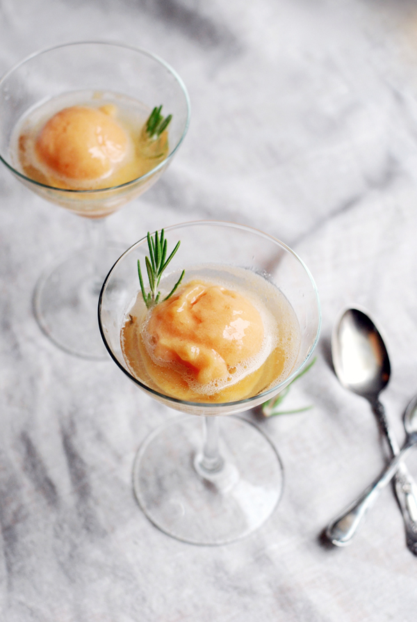 peach sorbet and prosecco // brooklyn supper