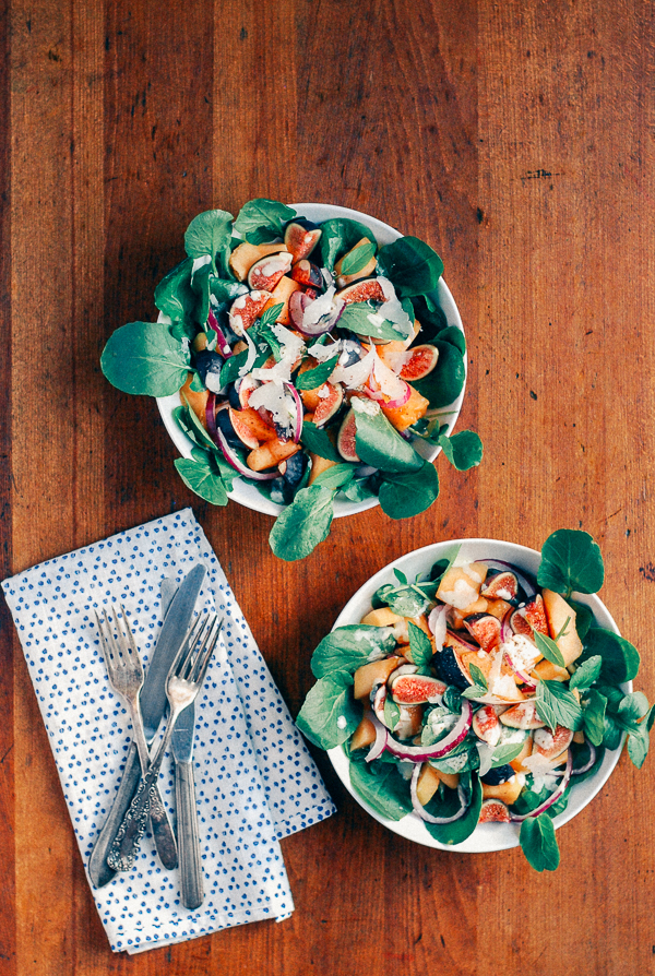 fig and cantaloupe salad with watercress // brooklyn supper