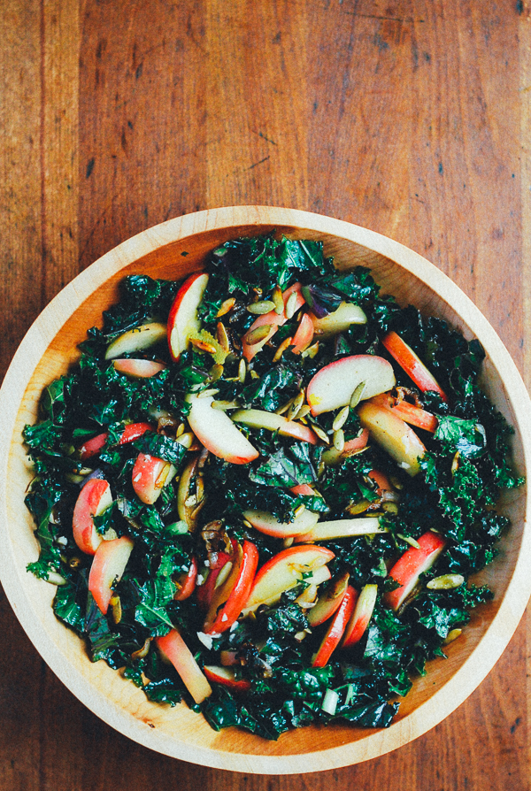 kale salad with sautéed apples // brooklyn supper
