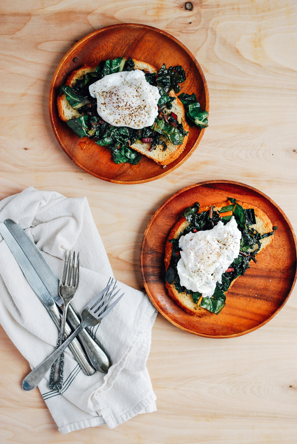 poached eggs and rainbow chard on sourdough toast // brooklyn supper