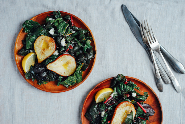 rainbow chard and roasted pear salad // brooklyn supper