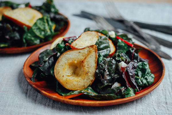 rainbow chard and roasted pear salad // brooklyn supper