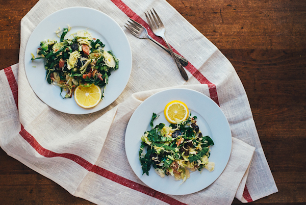 shaved brussels sprout, bacon, and meyer lemon salad // brooklyn supper