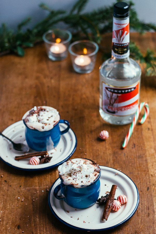 spiced bittersweet hot chocolate with peppermint schnapps // brooklyn supper