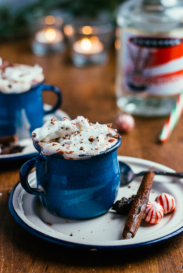 spiced bittersweet hot chocolate with peppermint schnapps // brooklyn supper