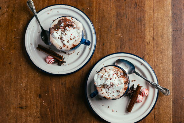 spiced bittersweet hot chocolate with peppermint schnapps // brooklyn supper