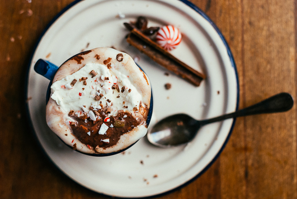 spiced bittersweet hot chocolate with peppermint schnapps // brooklyn supper