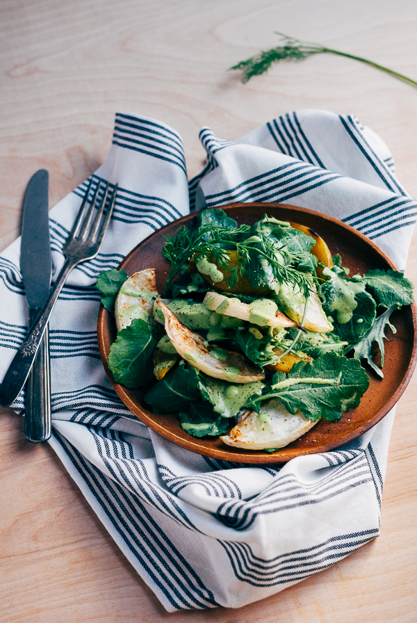 roasted golden beet and turnip salad with green goddess dressing // brooklyn supper