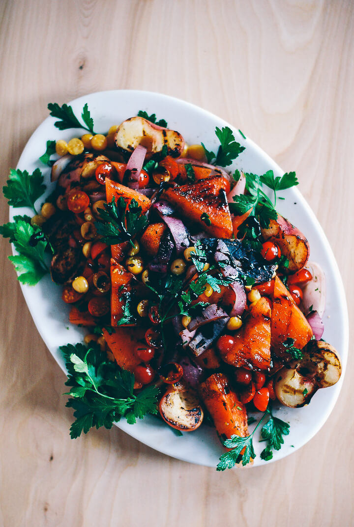 grilled watermelon and donut peach salad with balsamic reduction // brooklyn supper