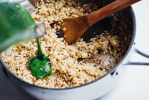 green rice with poached fish and herbed brown butter // brooklyn supper