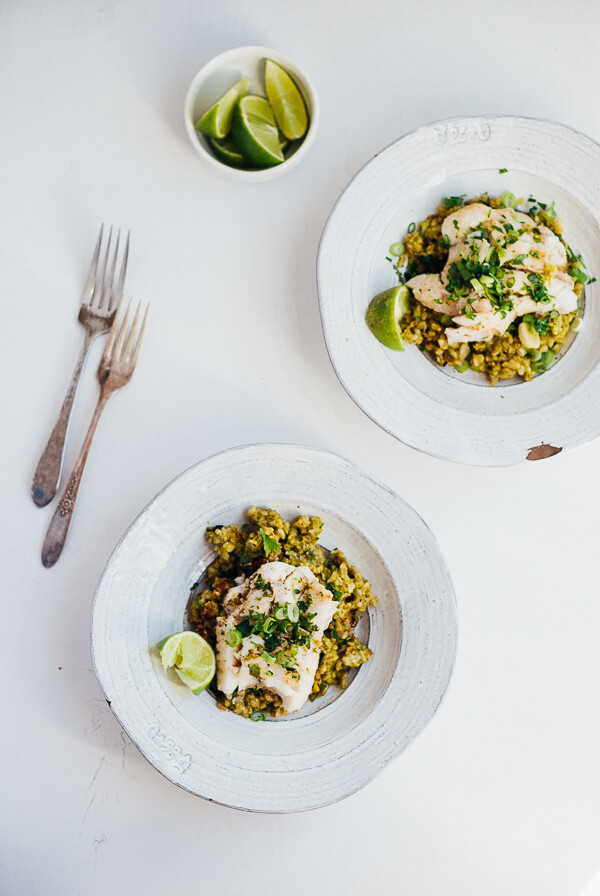 green rice with poached fish and herbed brown butter // brooklyn supper