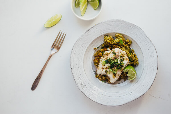 green rice with poached fish and herbed brown butter // brooklyn supper