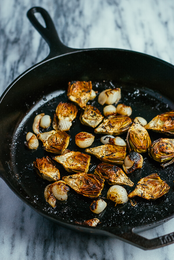 roasted baby artichokes and pearl onions // brooklyn supper