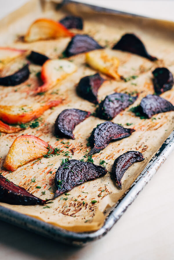 roasted beet wedges with herbed green onion tzatziki // brooklyn supper