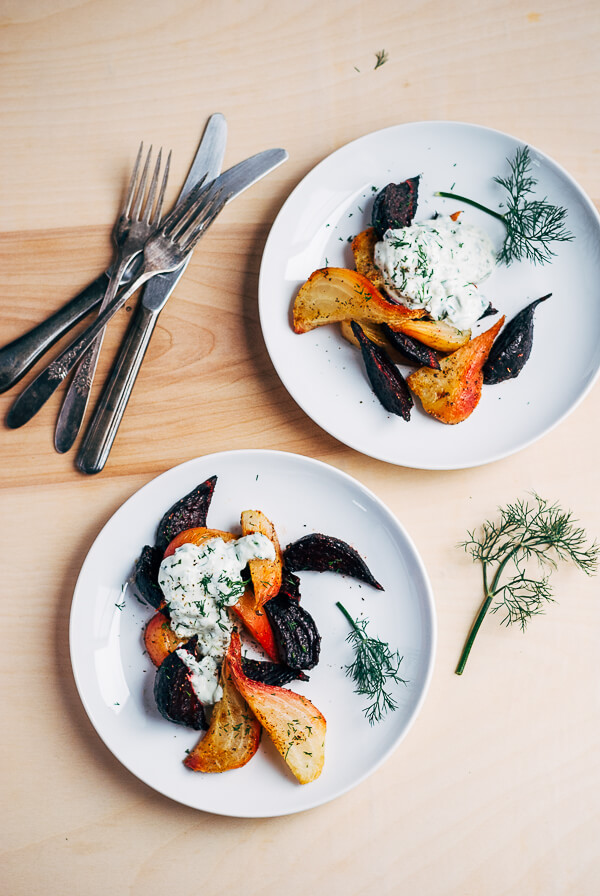 roasted beet wedges with herbed green onion tzatziki // brooklyn supper