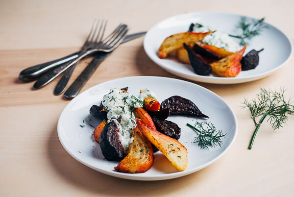 roasted beet wedges with herbed green onion tzatziki // brooklyn supper