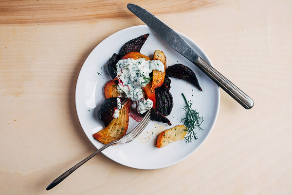 roasted beet wedges with herbed green onion tzatziki // brooklyn supper