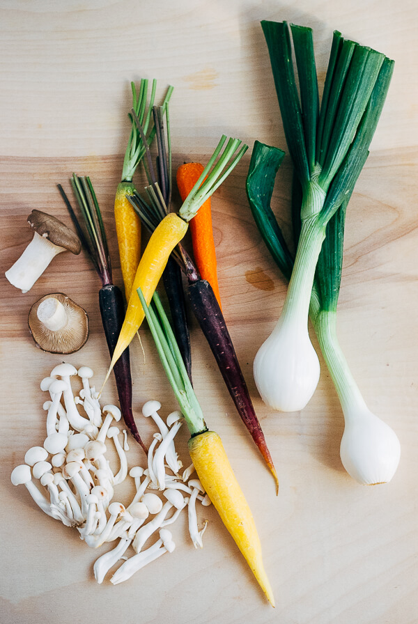 beef bone broth with spring vegetables and soba noodles // brooklyn supper