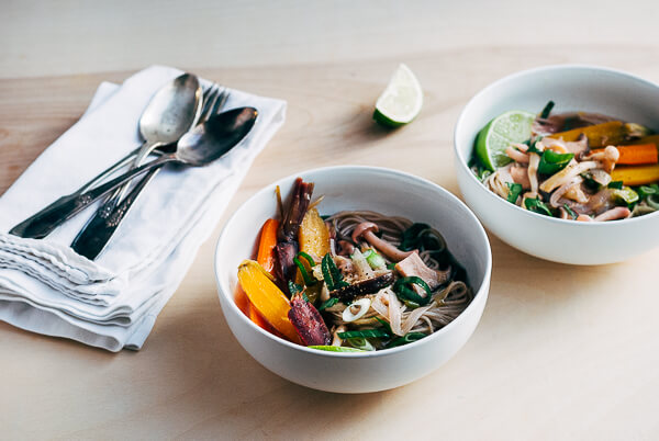 beef bone broth with spring vegetables and soba noodles // brooklyn supper