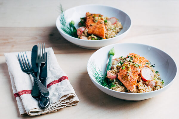 broiled salmon with fennel and radish risotto // brooklyn supper