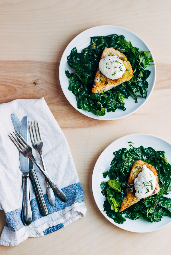 ramp and spinach caesar salad with poached eggs // brooklyn supper