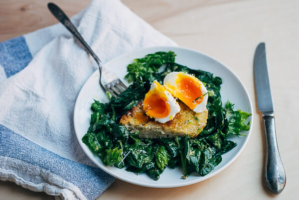 ramp and spinach caesar salad with poached eggs // brooklyn supper