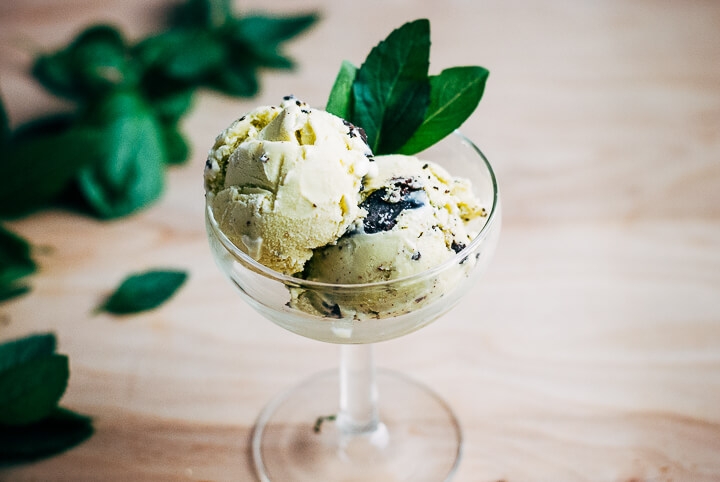 Basil and Mint Chocolate Chip Ice Cream