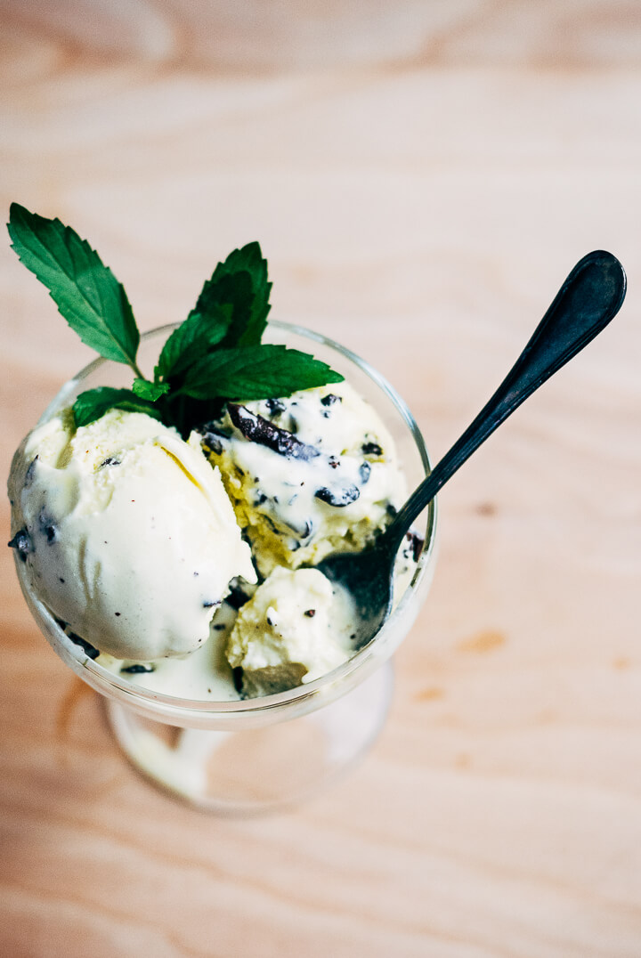 Basil and Mint Chocolate Chip Ice Cream