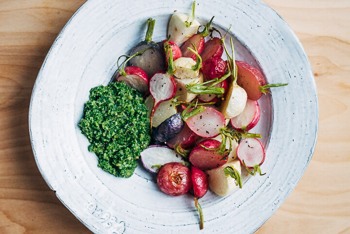 roasted radishes and turnips with pesto // brooklyn supper