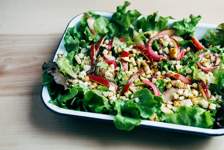 charred corn salad with quick-pickled onions and lime dressing // brooklyn supper