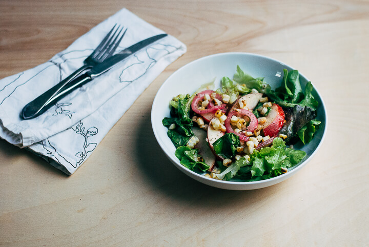 charred corn salad with quick-pickled onions and lime dressing // brooklyn supper