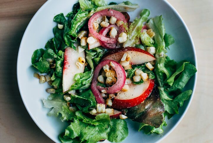 charred corn salad with quick-pickled onions and lime dressing // brooklyn supper