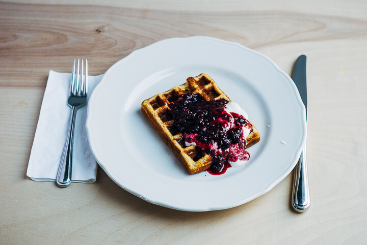 honey cornmeal waffles with blackberry syrup // brooklyn supper