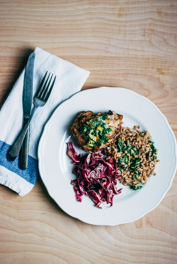 grilled chicken with grilled lemon and garlic relish // brooklyn supper