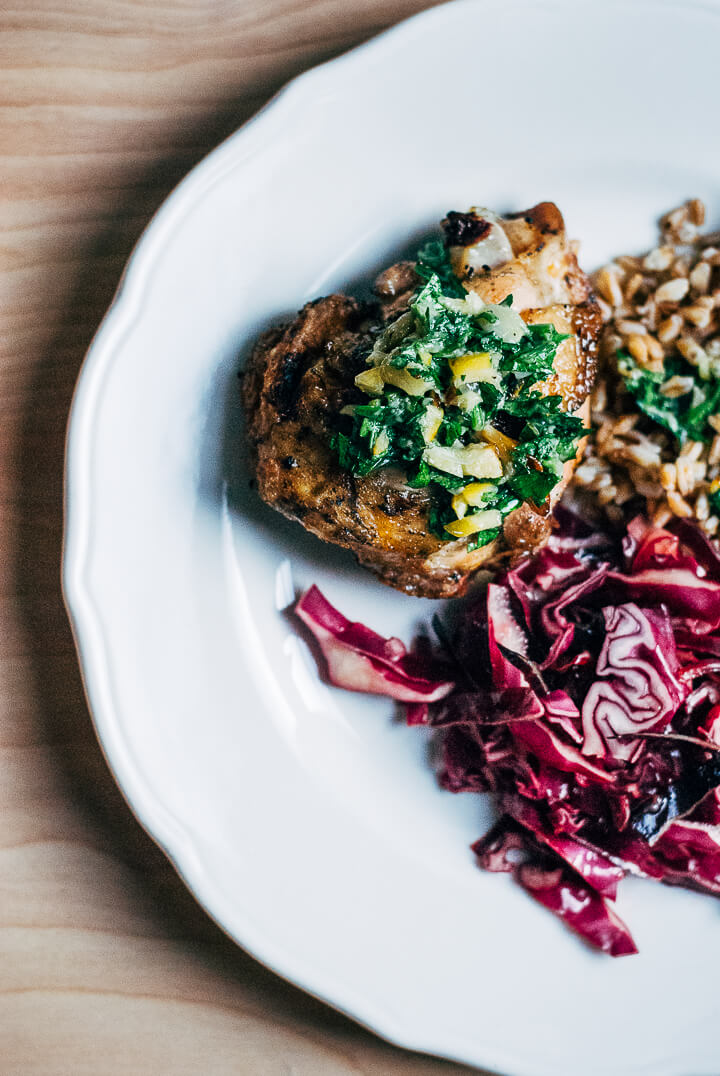 grilled chicken with grilled lemon and garlic relish // brooklyn supper