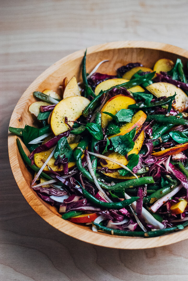 green bean salad with peaches and balsamic bitters vinaigrette // brooklyn supper